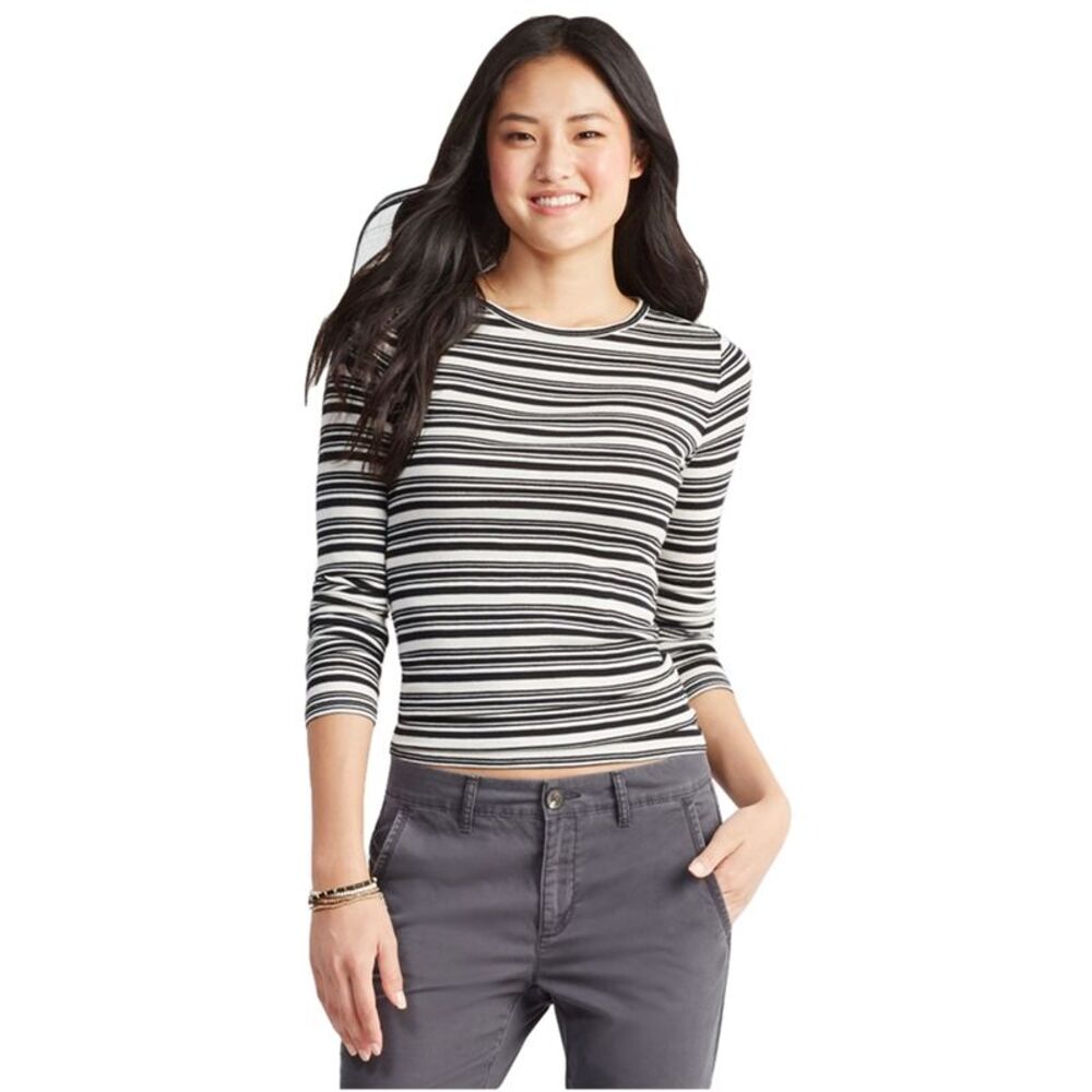 Aeropostale Womens Striped LS Pullover Sweater, Off-White, Juniors, XS, DM